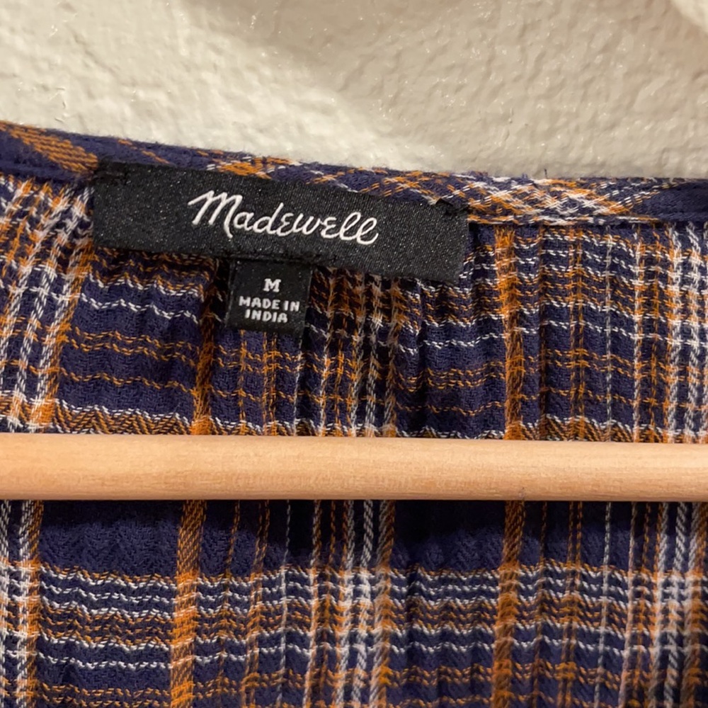 Madewell Plaid V-Neck Ruffle Top - Picture 3 of 5